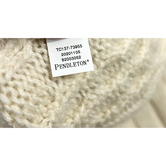 Pendleton Woolen Mills Shetland Wool Cable Knit Mock Neck Sweater Women S Chunky - Picture 8 of 14